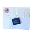 Ralph Lauren Organic Sateen Border King Flat Sheet Parchment White - NWT $215