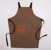 Unisex Cross Back Kitchen Apron With Pockets (Tan Adult)