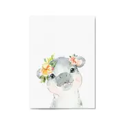 Cute Baby Hippo Nursery Animal Gift Wall Art #2