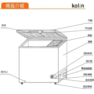 KOLIN 歌林 155L臥式 冷藏櫃 冷凍櫃 二用冰櫃 KR-115F02