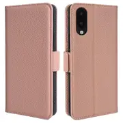 Stand Cover for Samsung Galaxy A02/M02 Litchi Texture Wallet Genuine Cow Leather+TPU Phone Case