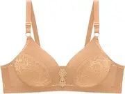 [Generic] Black Sports Bra Sticky Inserts Small Ladies Bras Front Fastening Wired Strapless White Elderly Backless Lace Trendy Lane Women's Non Plus Size with Clear Back High Support Running (Khaki, 85B)