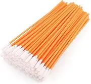 AAwipes Foam Swabs 6.3" (100 pcs, Round Head, Orange) Long Cleanroom Foam Cleaning Swab Sponge Stick for Inkjet Printer, Optical Instruments, Electronics (5160C)