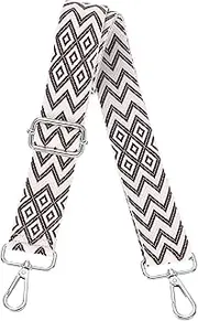 [uxcell] Purse Straps Replacement Crossbody, 1.5 Inch Wide Shoulder Bag Strap Adjustable Canvas Straps for Handbag Wallet Clutch Bags with Silver Buckle, Dark Red Geometrical