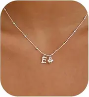 SELSHE Initial Necklaces For Women Trendy,Dainty Silver Necklace Cute Heart Letter Necklace Small Silver Initil Necklace Simple Silver Pendant Necklace Silver Necklace For Women Silver Jewelry
