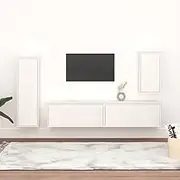 Generic TV Cabinets 4 pcs White Solid Wood Pine