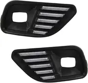 2Pcs Car LED Daytime Running Light Fog Lamp Cover DRL Dynamic Turn Signal Light for Jeep Cherokee 2019 2020-White Yellow