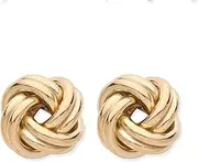 [Old English Jewellers] 9ct Yellow Gold on Silver Celtic Knot Stud Earrings for Women, Sterling Silver, Plain