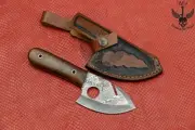 Custom Hand Made Damascus Steel Skinner Knife With Brass Guard Wood Handel.US026