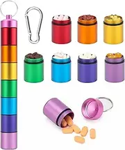 Small Portable Pill Case Coldairsoap Small Portable Pill Case Keychain, 7 Days Travel Pill Organizer, Mini Small Pill Organizer Case Container, Portable Waterproof Stainless Steel Pillbox