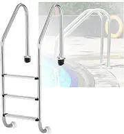 2/3 Steps Swimming Pool Ladder, Stainless Steel Pool Step, with Curved Handrails for Hot Spring Water Park(3-Steps1.0mm)