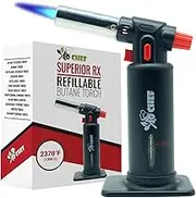Jo Chef Butane Torch Lighter - 2,370°F Refillable Kitchen Torch, Adjustable Flame Lighter Gun With Safety Lock for BBQ, Baking, Brulee Creme, DIY, Crafts + FREE eBook
