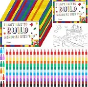 AmazingSpark 24 Sets End of Year Gifts for Students from Teacher Stacking Crayons Colorful Stackable Buildable Crayons with Gift Cards for Last Day of School Party Favors Students Kids Summer Supplies