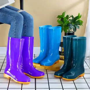 高筒雨鞋女式水鞋加絨保暖冬雨靴防水防滑筋底鞋輕便
