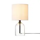 Globe Electric 15" Table Lamp, Glass Base, Matte Black Finish, White Linen Sh...