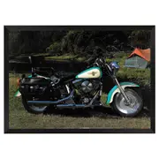 Harley-Davidson "Fatboy" Vintage Framed Poster - Retro Motorcycle Decor Framed