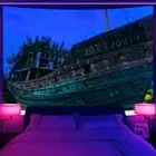 Large Wall Art Blacklight Poster UV Reactive Tapestry Wall Hanging Fishing Boats