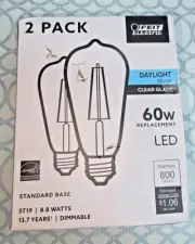FEIT ELECTRIC 2-PACK ST19 8.8W LED DAYLIGHT 5000K DIMMABLE CLEAR GLASS