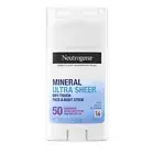 Neutrogena Ultra Sheer SPF 50 Zinc Mineral Sunscreen Stick, 1.5 oz