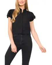 CeCe Double Flutter Short Sleeve Top