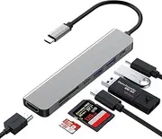 Zyerch USB C Hub, 7 in 1 USB C Docking Station with 4K HDMI,100W PD, 3 5Gbps Data Ports(1 USB-C & 2 USB 3.0),TF/SD Card Reader, USB Hub for Laptop, MacBook Pro/Air/Mac/Dell/HP/ASUS/Acer/Steam Deck