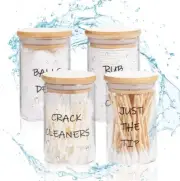 4 Pack Damp-proof Glass Apothecary Jars With Bamboo Lids