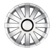 4x Premium Design Hubcaps " Onyx " 16 Inch #44 Silver Chrome Ring (for: Renault)
