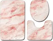 TULKUCBZBP Black Marble Printed 3Pcs/Set Toilet Seat Cover Bathroom Toilet Mats Bathroom Accessories Flannel Floor Rug for Bathroom Toilet seat(Light Grey)