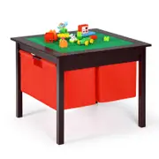 Costway 2-in-1 Children Writing Desk Kids Activity Table w/2 Storage Canvas Bins