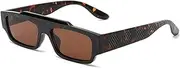 [HPIRME] Small Frame Rectangle Punk Glasses Men Women Luxury Vintage Shades Outdoor Retro Eyewear Uv400(one size/C3LightBrown)