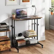 CostwayMobile Stand up Desk Height Adjustable Sit Stand Desk with Tilting Tabletop-Coffee