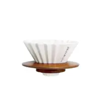 在飛比找PChome24h購物優惠-日本ORIGAMI 摺紙咖啡陶瓷濾杯組 S 第二代（木質杯座
