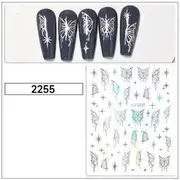 WGOMM - Butterfly Nail Art Stickers (Various Designs) WG-2255 - Flat - Butterfly Sticker - Holographic - One Size