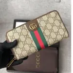 嘉盈二手GUCCI 古奇 男士長夾 長錢包 錢包 拉鏈長夾 男錢包 經典款錢夾 男用錢包 精品皮夾 多卡位夾