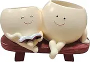 Face Planter Pots | Flower Pot with Smile Face | Novelty Planter, Resin, Perfect for Birthday, Christmas