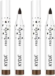 KYDA 2 Pcs Freckle Makeup Pen, Natural Lifelike Freckle Makeup Pen Magic Freckle Color, Waterproof Longlasting Soft Dot Sopt Pen, for Natural Effortless Sunkissed Makeup-Dark Brown