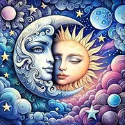 Ekuxom Sun and Moon Diamond Art Kits for Adults, 5D Diamond Painting Kits, Round Full Drill Diamond Dots Paintings Gem Crafts Wall Art Decor Gifts 12x12 inch