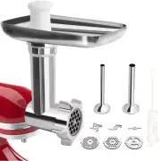 Metal Food Grinder Attachment for KitchenAid Mixers Includes 2 Sausage Tubes
