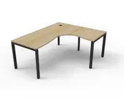 RAPIDLINE DELUXE PROFILE LEG CORNER WORKSTATION 1 Person Single Sided W1800 x W1500 x D750 x H730mm Natural Oak Top Black Frame