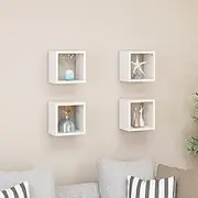 Wall Cube Shelves 4 pcs White 22x15x22 cm,Practical Wall Cube Shelves for Storage and Display in Living Room, Bedroom, Kitchen, etc. Wall Shelves, Home Decor