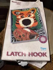 LATCH HOOK KIT TIGER WONDER ART CARON #4602 12 X 12" QUICK EASY BOY*