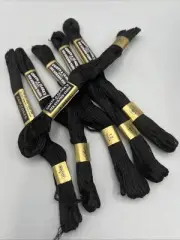 6 Coats & Clarks Embroidery Floss 8 Yd Each 6 Strand Boilfast Floss #12 BLACK