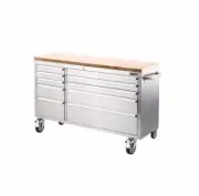 Stainless Steel 10 Drawer Tool Trolley Garage Tool Storage Hardwood Bench Top