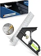 Atlas Armand® Combination Square 150 mm + Unique Row of Holes for Marking Gauge - Precise Universal Metal Stop Square - Combination Angle with Ruler Stop and Marking Tool - Professional Measuring Tool