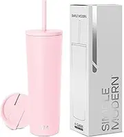 Simple Modern Insulated Tumbler with Lid and Straw | Iced Coffee Cup Reusable Stainless Steel Water Bottle Travel Mug | Gifts for Women Men Her Him | Classic Collection | 28oz | Blush