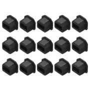 15pcs USB Type B Port Plugs Covers Anti Dust Protector for USB Female End, Black