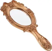 QUMIIRITY Vintage Hand Mirror Portable Handheld Makeup Mirror with Embossed Pattern and Ergonomic Handle Retro Style Design for Convenient Ups Anytime