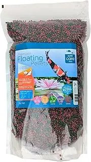 Aqua Care Premium Floating Pellets, Fish Food for Goldfish & Koi, 1kg - Natural Ingredients, Balanced Nutrition, Reduces Water Pollution, Builds a Stronger Immune System, 4mm Small