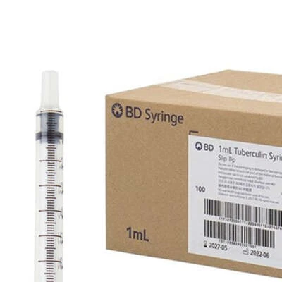 1ML SYRINGE BD LUER SLIP TUBERCULIN 100 STERILE SYRINGES Pet feeding etc