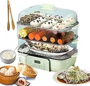 Electric Food Steamer 1500W, 360° Steam Cycle Vegetable Steamer,3 Tier Detachable Steamer, 12 Hours Appointment,Anti-Dry Burning,12h Heat Preservation, Easy to Clean,Best for Dim Sum, Meat and Fish